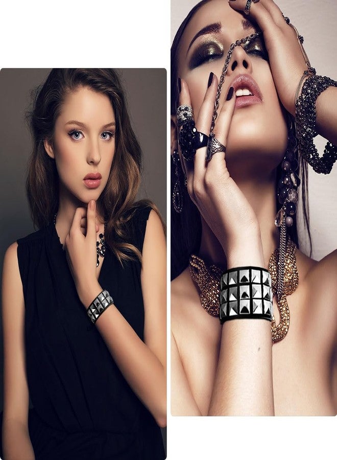 nuozodki 3 Packs Studded Bracelet,Punk Accessories,Leather Spiked Bracelet for Men Women,Grunge Scene Emo Accessories,Mens Cuff Goth Gothic Bracelets,80s Punk Rock Outfits for Women - Image 5